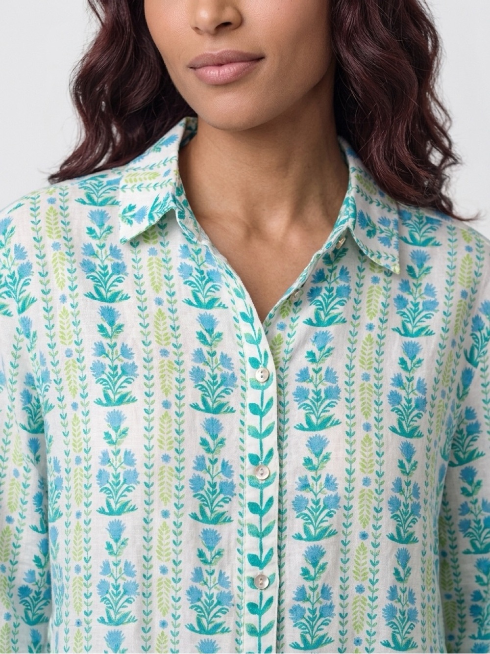Sigrid Olsen 100% Linen Floral Botanical Shirt - Picture 2 of 11